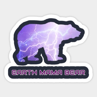 Earth Galaxy Mama Bear Lighting Bolt Cool Gift Sticker